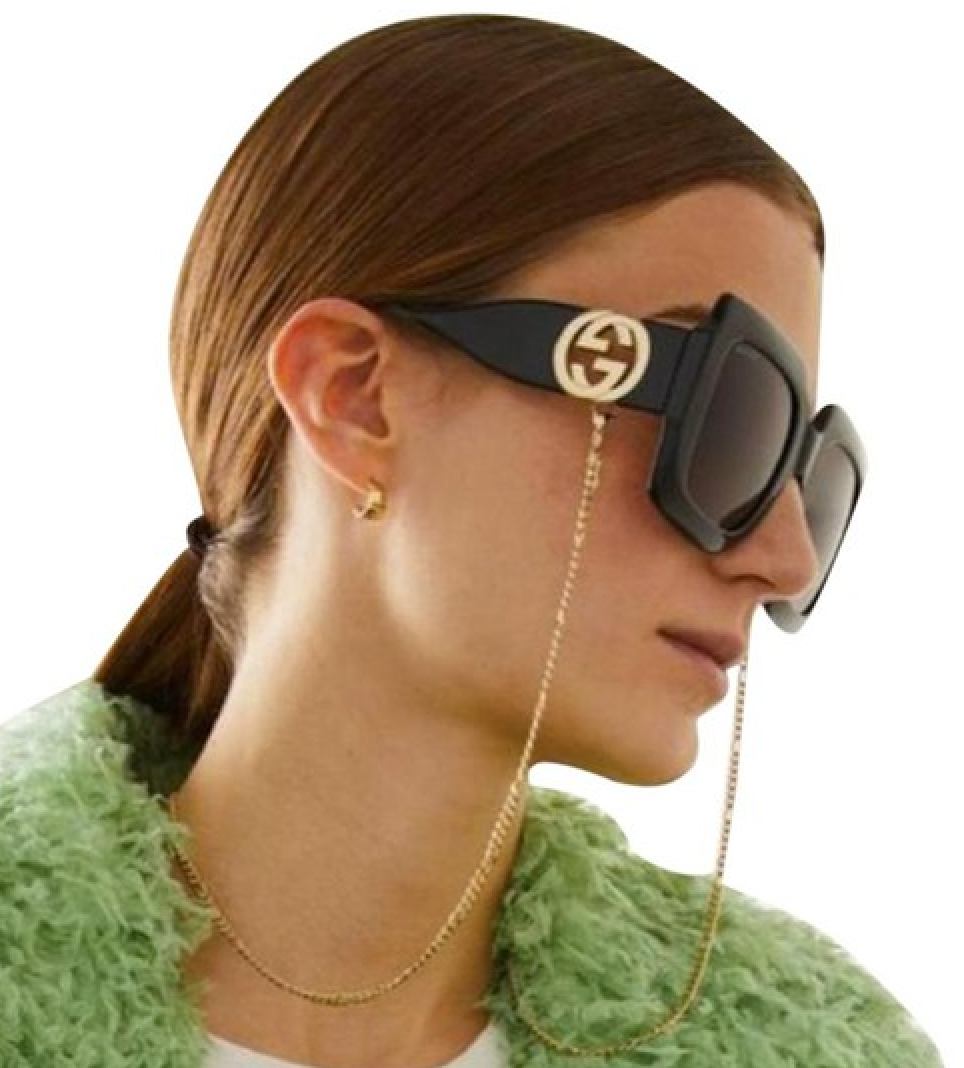 【GUCCI】 GG1022S スクエア アセテート サングラス チェーン付 Gucci GG1022S-005 Sunglasses – Violet Luxe Shop